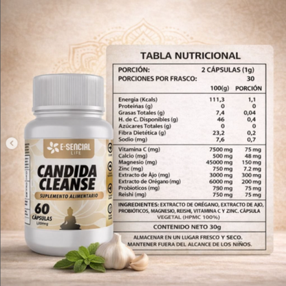 Candida Cleanse Detox 1000mg | Anti-Hinchazón y Hongo Cándida