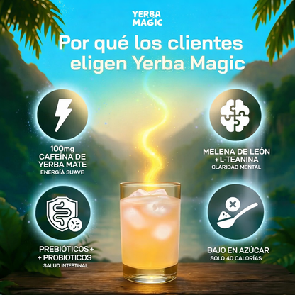 Yerba Magic 3-en-1 | Energía + Foco Mental (Sabor Mango-Melocotón)