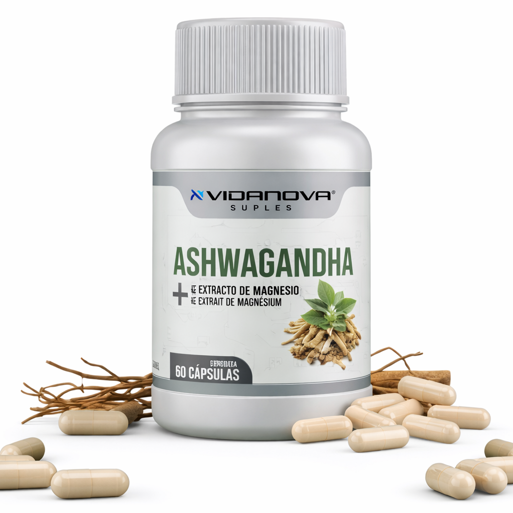 Ashwagandha + Magnesio 1000mg | Anti-Estrés y Sueño Profundo (60 Caps)