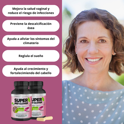 Super Red Clover - Suplemento Menopausia y Bochornos (Isoflavonas Naturales)