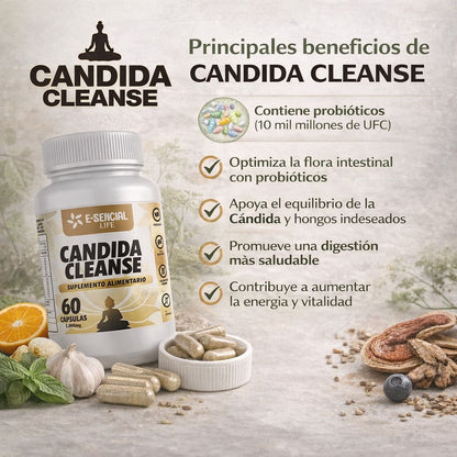 Candida Cleanse Detox 1000mg | Anti-Hinchazón y Hongo Cándida
