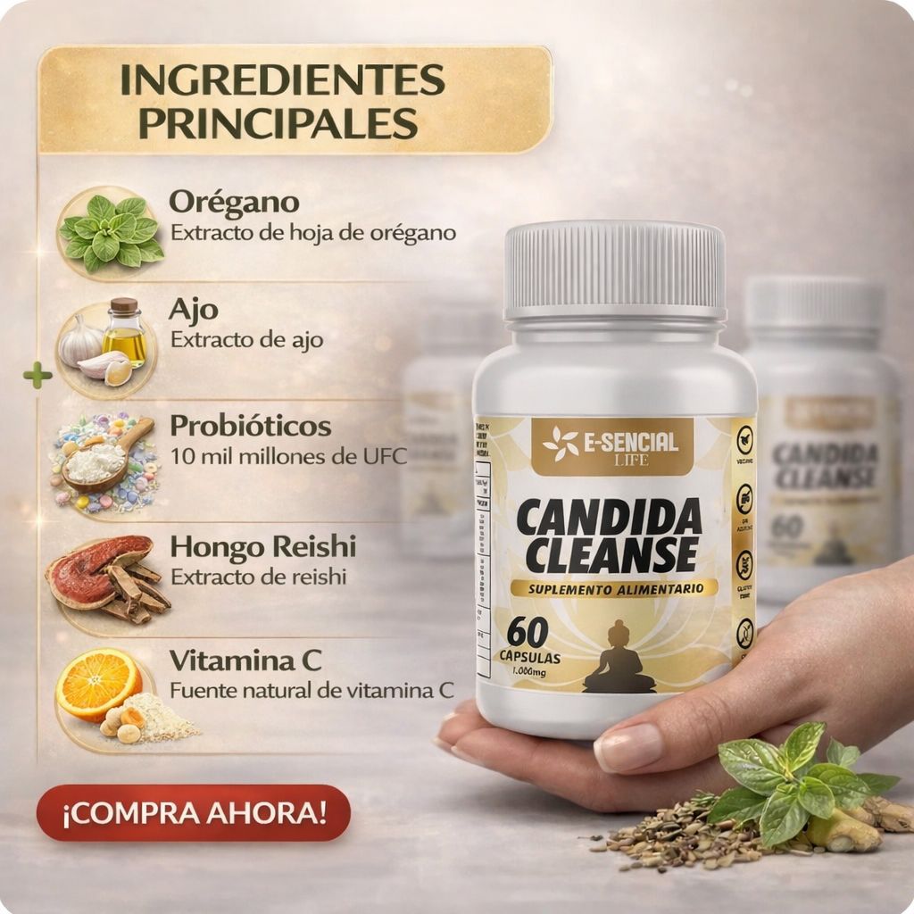 Candida Cleanse Detox 1000mg | Anti-Hinchazón y Hongo Cándida