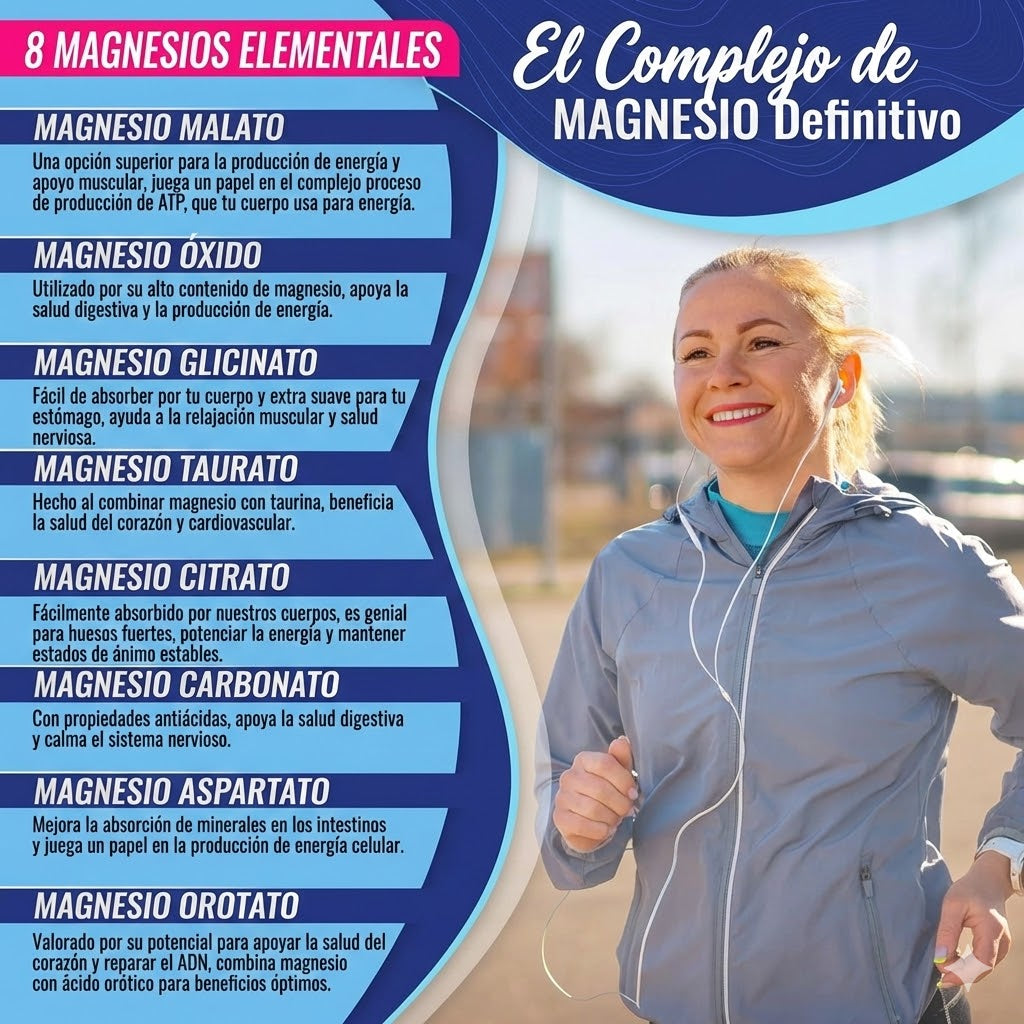 Magnesio Complex 8 | Espectro Completo 1000mg (Citrato, Bisglicinato, Malato)